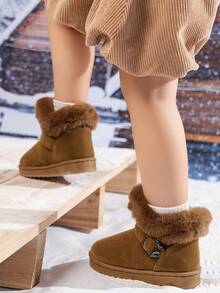 1 Pair Kids Snow Boots, New Autumn/Winter Children Shoes, Girls & Boys Warm Boots, Soft Bottom Short Plush Boots, Casual Versatile Lightweight & Comfortable