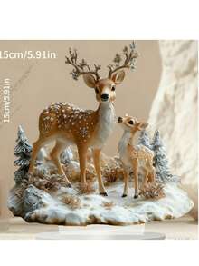 1 Stück Boho-Stil Acryl 2D flache Rentier Statue, Weihnachtsthema Tischdekoration, vielseitige Tierfigur, geeignet für Zuhause, Büro, Buchhandlung - Perfektes Weihnachtsgeschenk