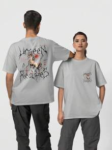 T-Shirt Preta Estampa Cavalo e Universo – Moda Streetwear Alternativa - Cinza - Visão 1