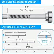 TEECK Shower Curtain Rod 2776 Inch Adjustable Spring Tension Curtain Rod Never Rust AntiSlip Shower Curtain Rod For Bathroom No Drilling Never Collapse Easy To Use Sier
