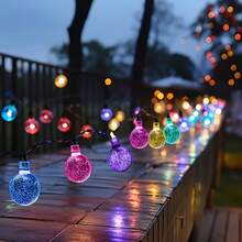 Outdoor Solar Bubble String Lights (20/30/100 LEDs) - 8 Flashing Modes, Smart Control, Waterproof, Ideal For Eaves, Wedding & Halloween
