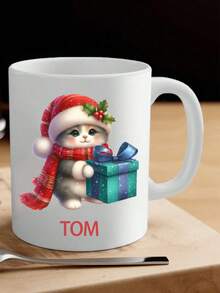 1/2/4 Pcs Customized Text Ceramic Mugs | Couple Personalized Mugs, Anniversary Gifts, Christmas Gifts, Christmas Morning Coffee Cups | Suitable For Couples, Lovers, Christmas Gift Buyers, Anniversary Celebrators, Romantic Gift Makers, Home Decor Enthusiasts, Daily Gift Givers, Customizable Text - Multicolor - View 8