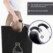 1 件家用超大容量可折叠回收桶 - 圆柱形敞口设计，多用途收纳篮，适用于塑料瓶，节省空间的可折叠收纳盒，耐用且易于清洁，无需电力，家用回收桶，瓶子储存，现代美学，坚固的结构，公寓生活 - 黑色 - 查看 5