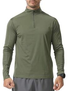LECOONMX Playera de Protección UV Hombre Manga Larga Camiseta Deportiva contra Solar UPF 50+ para Senderismo Pesca Correr Outdoor Acuatica Natación - Verde - Ver 9