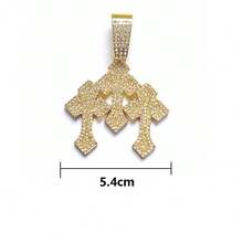Iced Out Stacked Crosses Pendant Necklaces For Men With 13mm Cuban Chain Hip Hop Cross Rhinestone Jewelry Pendant Gift - A - 查看 6