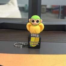 木制火柴人钥匙扣减压玩具，灵感来自中国古典小说《山海经》，创意缓解焦虑玩具，木鱼冥想配件，生日、圣诞节、惊喜的完美礼物 - 彩色 - 查看 12