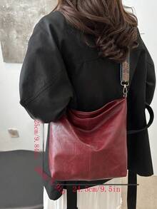 2026 Summer New Fashion Handbag, Shoulder Bag, Tote Bag, High-Quality Commuter Bucket Bag For Women - Burgundy - View 4