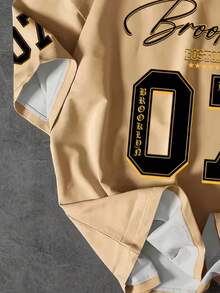 Tricou bărbătesc Brooklyn 07 cu imprimeu grafic - Croială casual lejeră, mânecă scurtă, guler rotund, design cu litere și cifre îndrăznețe, lavabil la mașină, stil streetwear, purtare zilnică confortabilă, asortare, stil streetstyle - Multicolor - Vizualizare 4