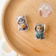 2/4/8个装卡通猫咪造型充电线保护套，可爱时尚，保护充电线免受咬合，亚克力材质，保护充电器接头、耳机线、手机线免受损坏，延长数据线寿命，兼容Type-C/苹果20W快充线，适用于苹果17/16/15系列等机型