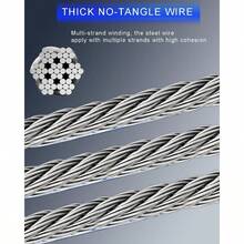 33FT Self Retracting Lifeline Fall Arrest Fall Protection Dual Alloy Steel Hook Steel Wire Rope Heavy Duty Retractable Lanyard Roofing Lifeline SRL Safety Lanyard