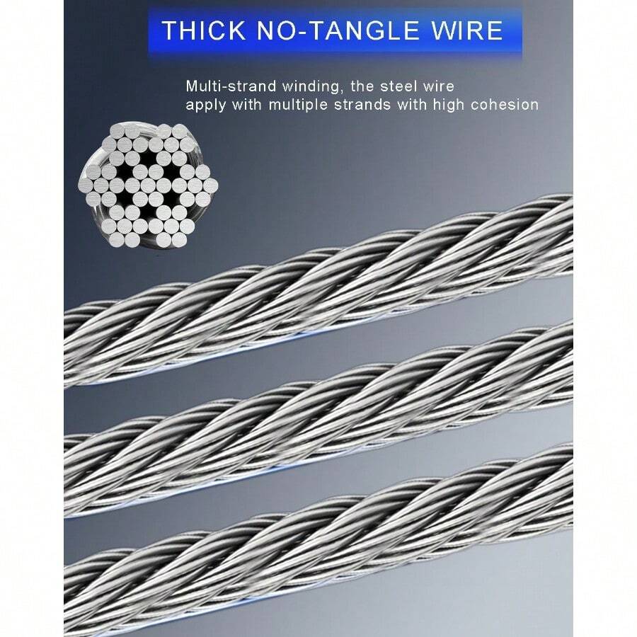 33FT Self Retracting Lifeline Fall Arrest Fall Protection Dual Alloy Steel Hook Steel Wire Rope Heavy Duty Retractable Lanyard Roofing Lifeline SRL Safety Lanyard