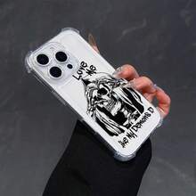 Funda transparente de TPU para teléfono con esquinas reforzadas, apta para las series  16, 15, 14, 13, 12, 11 Plus y Pro Max, Serie Honor 400, serie MOTO E, serie G24-84, serie OPPO A, serie RENO, serie Galaxy S22, S23, S24, S25, serie A03-A55. Cuenta con un distintivo diseño con motivos de calaveras oscuras, una funda protectora creativa y suave que ofrece protección contra golpes, caídas y arañazos. - transparente - Ver 3
