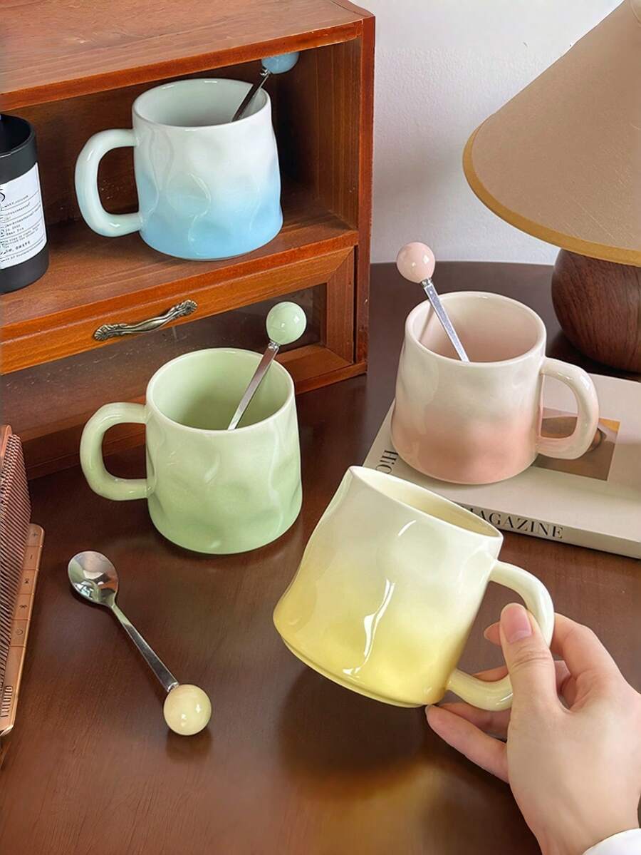 380ml Ceramic Mug, Gradient Coffee Cup For Women, Couple Breakfast Cup, Office Coffee Mug, A Cup Of Coffee, Mug, Possible, Mug, Ramadan Gift, Ramadan Distribution, Ramadan