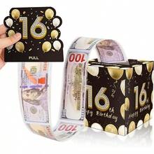 Feliz 13 Cumpleaños Caja de Dinero en Efectivo de Regalo Set, Sorpresa Pull Out Caja de Regalo de Dinero con 30Pcs Bolsas Transparentes - Maneras Divertidas de Dar Dinero en Efectivo Como un 13 Cumpleaños de Regalo Para las Niñas Los Niños - Hucha-02 - Ver 9