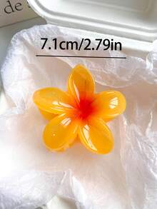 3个/1个 2.79英寸/7.1厘米 粉色、白色、黄色花朵造型塑料发夹，可爱大号，轻巧时尚，优雅简约，纯色发饰，适合日常佩戴、休闲、派对、通勤、度假、扎马尾、盘发、洗脸、化妆、搭配服装等场合。时尚发夹，冬季发饰，夏季发饰。 - 彩色 - 查看 2