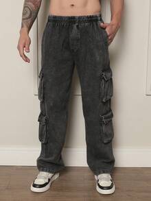 Men's Dark Gray Cargo Pants With 4 Pockets, Practical And Urban Style, College Style - Dark Grey - View 1