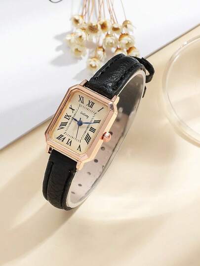  1pc/Set GoGoEy Brand Elegant Minimalist Square Roman Quartz Watch For Women, Durable & Versatile For Daily Wear, Suitable As Birthday, Anniversary, Year-End, Singles' Day, Halloween Gift, No Gift Box