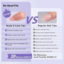 Short Nail Tips - XCOATTIPS Almond Press On Nails Pre - Applied Tip Primer, Soak Off Nails Gel Nail Tips, On Nails