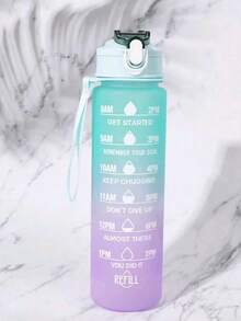 1pc 280ml/750ml/2000ml Large Capacity Purple Gradient PC Water Bottle, With Sticker Sports And Fitness Portable Straw Cup, For Home And Travel Outdoor Use