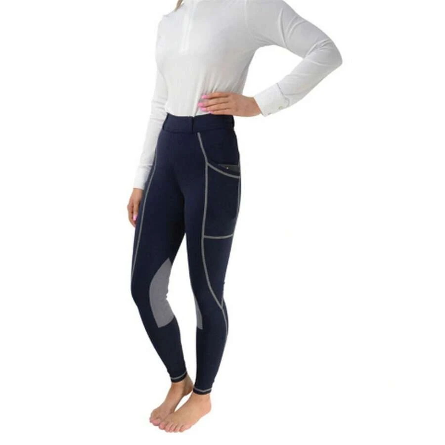 Hy RFORMANCE Womens/Ladies Equilibrium Riding Skins (Navy/Grey) - 90% Polyester/10% Spandex - (BZ3058) - Navy Blue - View 1