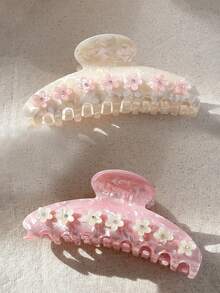 1pc Women's New Sakura Bun Claw Clip, Large Acrylic Rhinestone Hair Claw Hair Clip, Niche Exquisite Hair Accessory Winter Hair Clutch