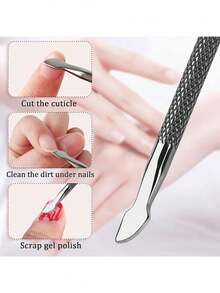 Ferramenta profissional para remoção de estrato córneo, empurrador e raspador de estrato córneo de metal, removedor de estrato córneo de dupla face para nail art e pedicure