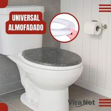 Universal Oval White Padded Toilet Seat, White, Black, Gray And Marbled Models - Mármore Cinza - Xem 1