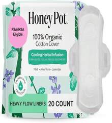 The Honey Pot Company - Herbal Sanitary Pads For Women - Heavy Flow W_Wings - Infused W_Essential Oils For Cooling Effect &Amp; Organic Cotton Cover - Feminine Care - 16 Ct - MàuC - Xem 1