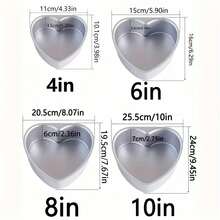 1个/3个/4个装心形蛋糕模具，铝制心形蛋糕模具，烘焙模具，固定底蛋糕甜点烘焙模具，蛋糕模具，厨房用具，烘焙模具