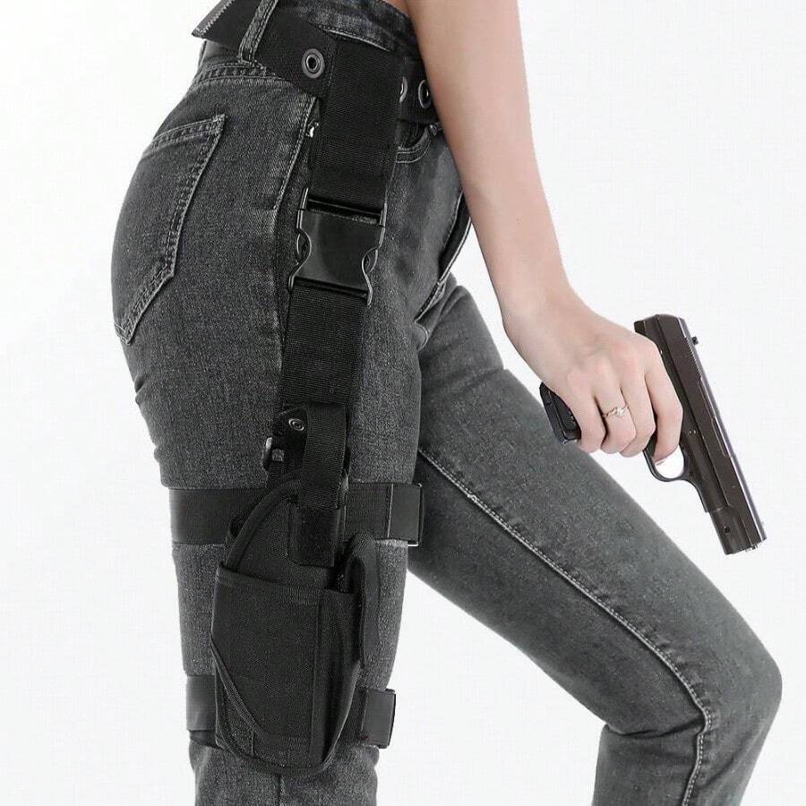 Drop Leg Holster Molle Airsoft Holster Thigh Pistol Gun Holster Tactical Adjustable Right Handed - 黑色 - 查看 1