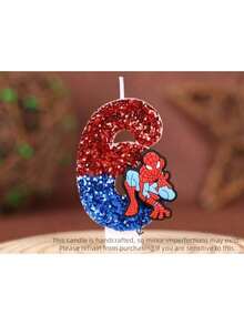 1 pezzo Candelina digitale di Spider-Man rosso e blu Marvel, adatta per decorare torte di compleanno, feste, matrimoni, lauree, illuminazione decorativa di alta qualità, divertente decorazione per feste, accessori per l'atmosfera della festa