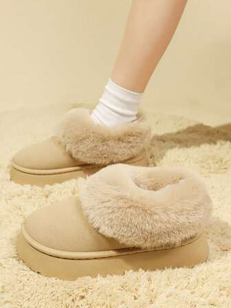 Nuevas botas de nieve de moda Otoño/Invierno 2024, botas de nieve de caña corta con suela de goma y, forro de felpa, suela con plataforma