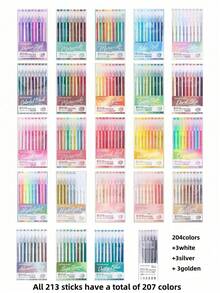 Bolígrafos de dibujo de mano Languo de 204 colores, 0.6mm, marcadores de alta calidad, marcadores de escritura y pintura a mano apilables de colores, cobertura fuerte, flujo de tinta uniforme, adecuados para regalos diarios