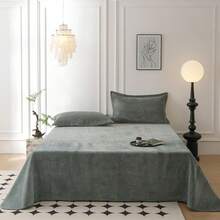 Juego de edredón de terciopelo de lujo tamaño king, juego de ropa de cama, colcha de terciopelo suave y ligera y sábana con 2 fundas de almohada marrón 200x220cm - Morado - Ver 13