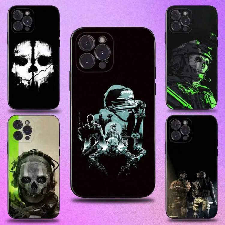 Funda de teléfono COD  G-Ghosts para iPhone 16,15,14,13,12,11 Plus,Pro Max,XS,X,XR,SE,Mini,8,7, cubierta suave de silicona negra - Z5 - Añade 2