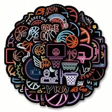 50pcs/Pack Cute Neon Basketball Retro  Aesthetic Doodle Stickers, Adorable Cartoon Fun Aesthetic Label Stickers For Scrapbooking, Self-Adhesive Stationery, Cards, Envelopes, Guitars, Decorations, Gifts For Teens, Parties, Rewards, Encouragement, New Year, Winter 0TNI - 彩色 - 查看 12