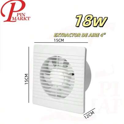 Extractor de aire eléctrico 4  pulgadas, potente y silencioso, for uso doméstico, montado en la pared, con tubo oblicuo.
