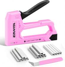 Light Duty Staple Gun For Wood, Pink Upholstery Staple Gun Kit With 2000pcs JT21 Staples 1/4, 5/16, 3/8 Inch And Staple Remover, Stapler Gun For Crafts, DIY, Classroom, Decoration - Pink - View 9