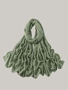 1 pieza Hiyab de viscosa modal sólido, pañuelo ligero y transpirable de moda, con acabado de puntada doble, artesanía refinada, pañuelo para mujer, adecuado para todas las estaciones