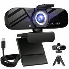 Full HD Webcam With Built-In Microphone And Rotatable Tripod, 1080P Video And Wide Angle Camera, Privacy Cover, For Desktop PC Or Laptop Computer{"Style":"1080PWebcamwithType-CCable"} - Webcam 1080P với loại cáp CC - Xem 2