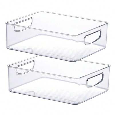 2 Organizadores Acrilico Armario Cozinha Geladeira - 902 Cor Transparente