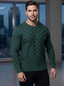 TRICOT DE LUXO Men's Basic Chic Thicker Pullover Autumn Winter Knitted Sweater Immediate Shipping Father's Day - 軍綠色 - 查看 4
