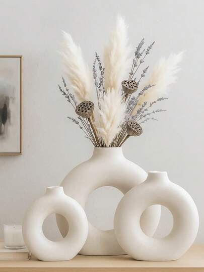 1 قطعة إناء زهور دائري على شكل دونات | إناء زهور شمالي | إناء زهور بسيط لديكور المنزل وغرفة المعيشة وترتيب الزهور على المكتب