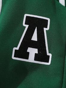 2-5岁男童棒球夹克，2025秋冬新款字母印花长袖休闲酷绿色飞行员外套