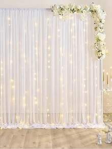 panel de tela decoracion para fiesta medida 1.50 ancho x 2.40 altura ideal para decorar fiesta de cumpleaños bautizo boda presentación XV años etc - Blanco - Ver 1