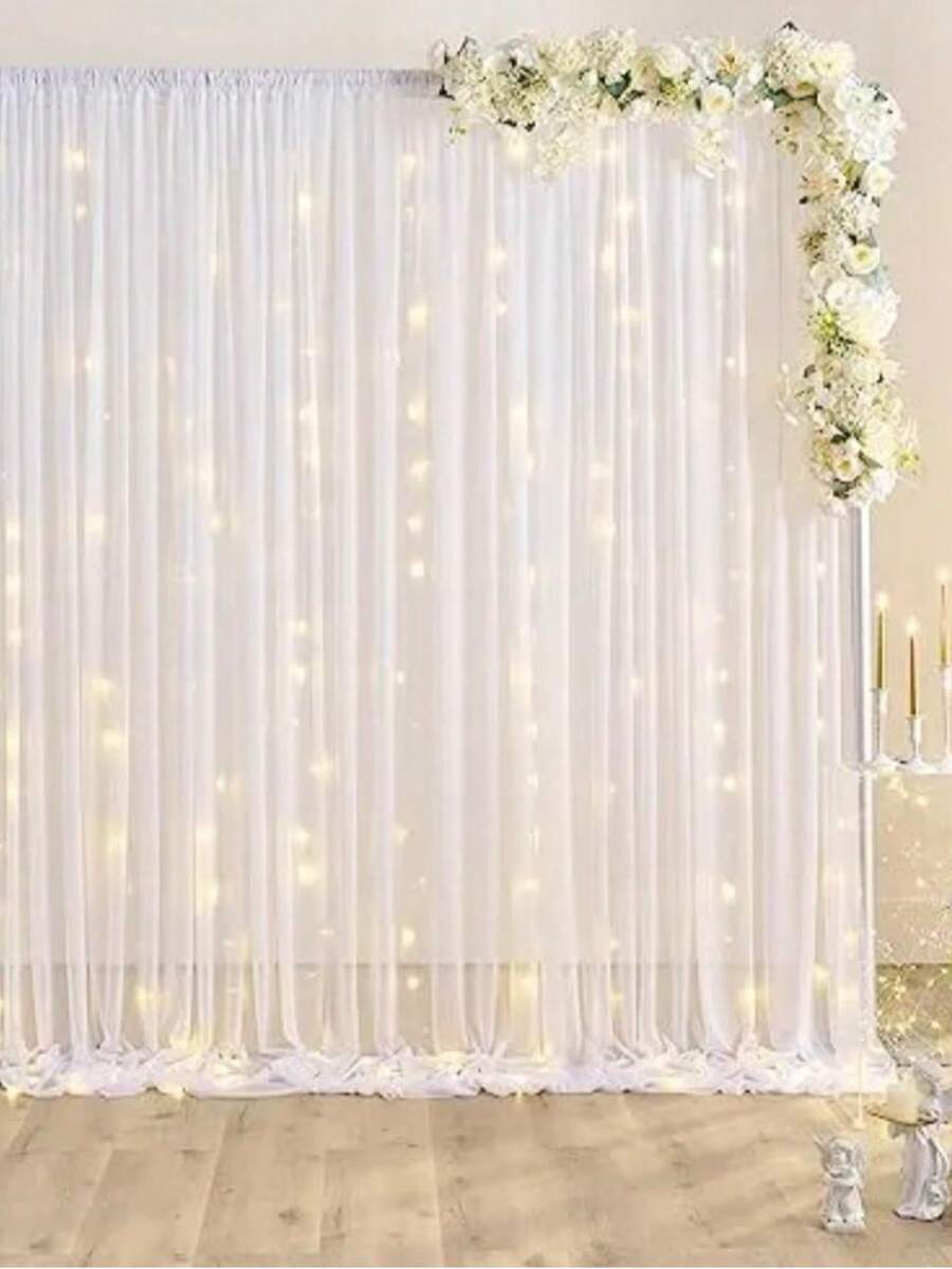 panel de tela decoracion para fiesta medida 1.50 ancho x 2.40 altura ideal para decorar fiesta de cumpleaños bautizo boda presentación XV años etc - Blanco - Ver 1