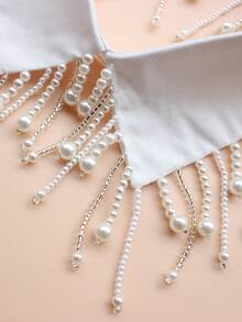1pc Vintage Studded Pearl Beaded Detachable Collar, Handmade Luxury Sparkling Exaggerated Punk Style Collar For Women, Versatile Tassel Accessory For Dress For Christmas Decor,Graduation Outfit,Disco - Multicolor - View 4