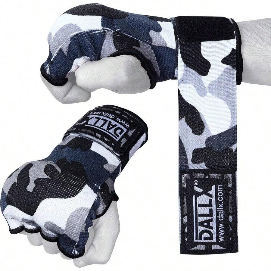 Padded Inner Gloves With 75cm Long Wrist Straps Boxing Gloves - Gel Elastic Wraps Fist Knuckle Training Muay Thai Kickboxing Men Women U2013 Pair - 大號 + 特大號 - 查看 1