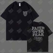 T-Shirt Art Streetwear Urban Culture Street Fashion Street Graffiti Graffiti Skater Skate Shirt Blouse Unisex Male Female 100% Cotton Top Premium Streetwear New Release Immediate Shipping Various Colors!! Plus Size - 信念戰勝恐懼 - 查看 1