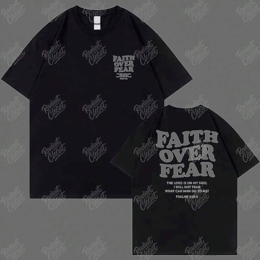 T-Shirt Art Streetwear Urban Culture Street Fashion Street Graffiti Graffiti Skater Skate Shirt Blouse Unisex Male Female 100% Cotton Top Premium Streetwear New Release Immediate Shipping Various Colors!! Plus Size - 信念戰勝恐懼 - 查看 1